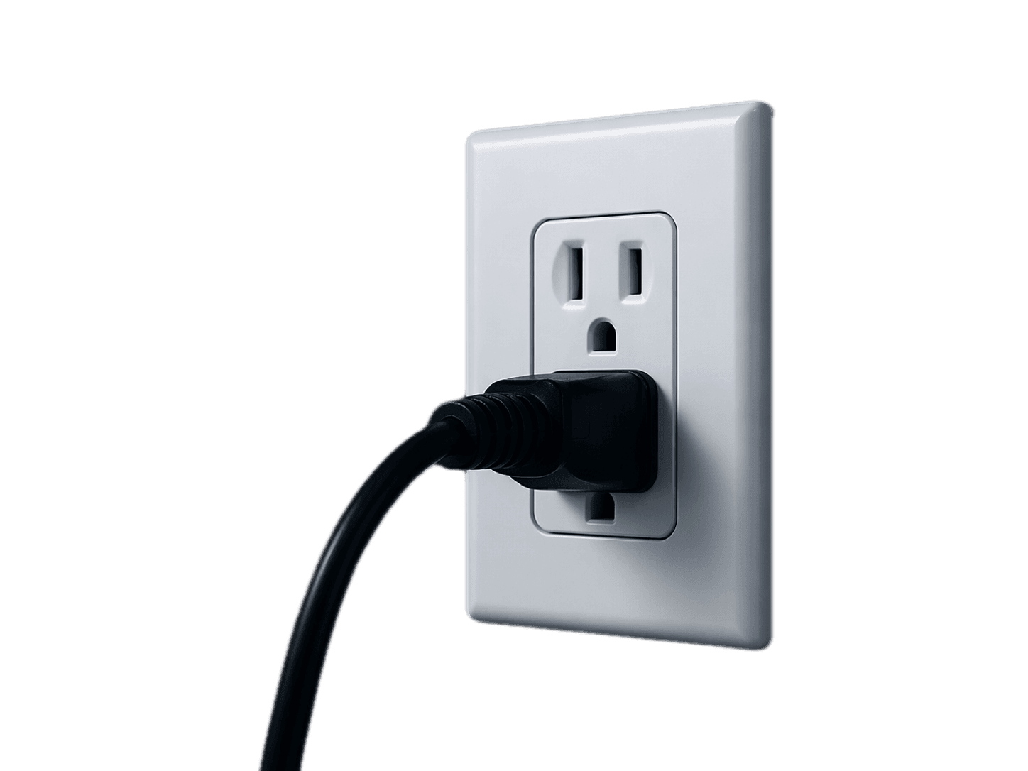Electrical outlet with a plugged-in cord